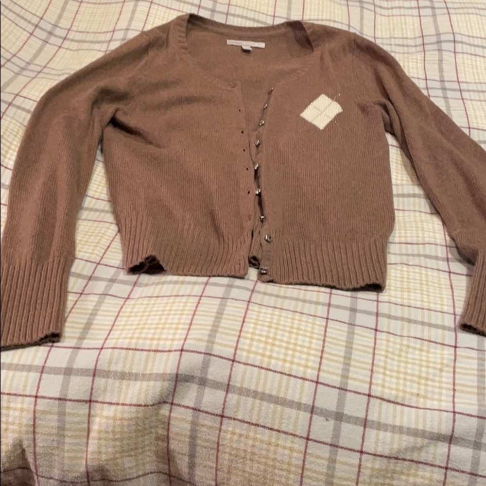 Old Navy m taupe cardigan with argyle design